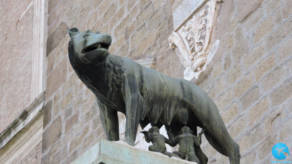 A loba e os irmaos gemeos romulo e remo em Roma