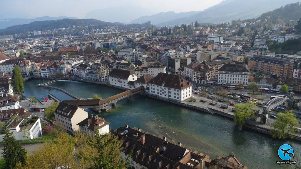 Ponte de Palha - Spreuerbrücke vista aérea de Lucerna
